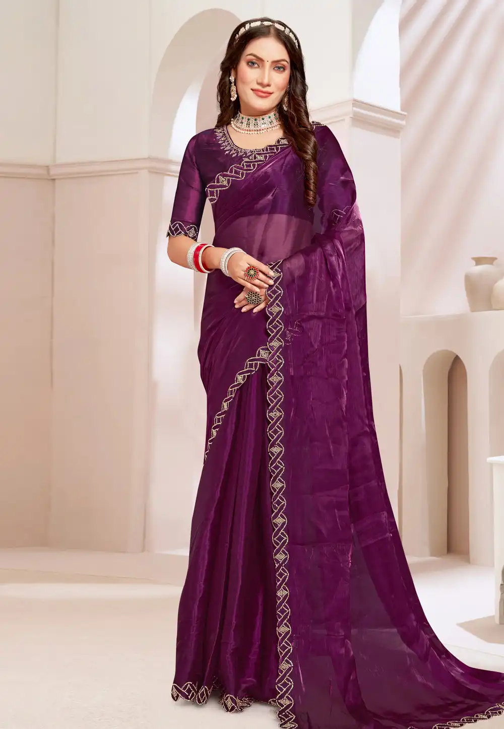 Purple Silk Saree With Blouse 293061