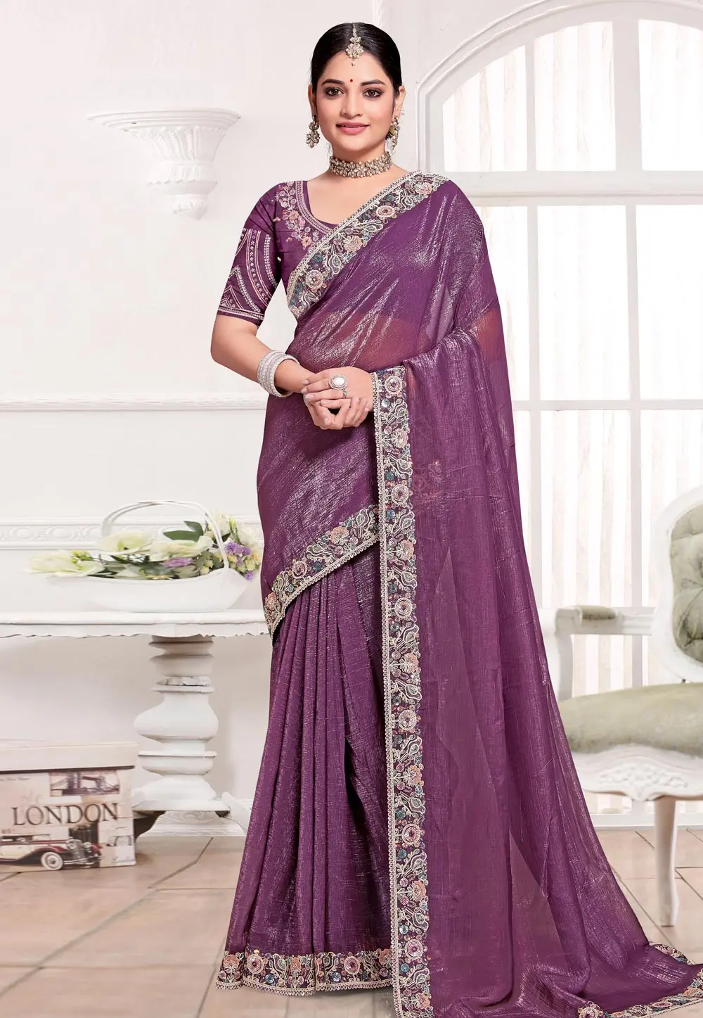 Purple Silk Saree With Blouse 303627