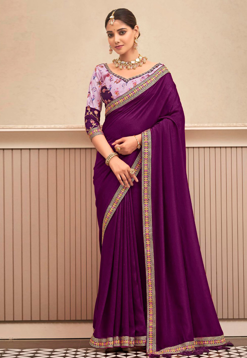 Purple Silk Saree With Blouse 285407