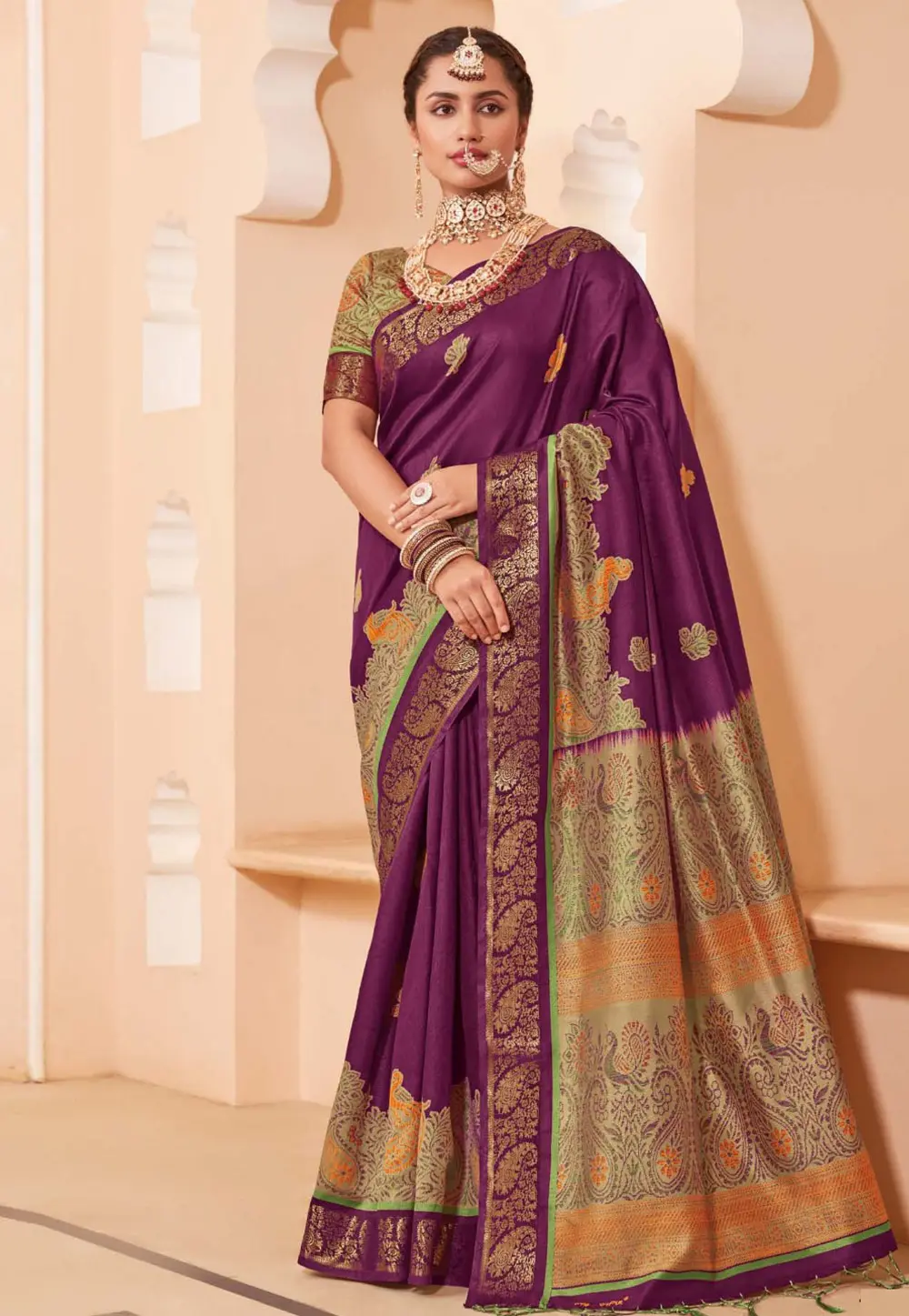 Purple Silk Saree With Blouse 302790