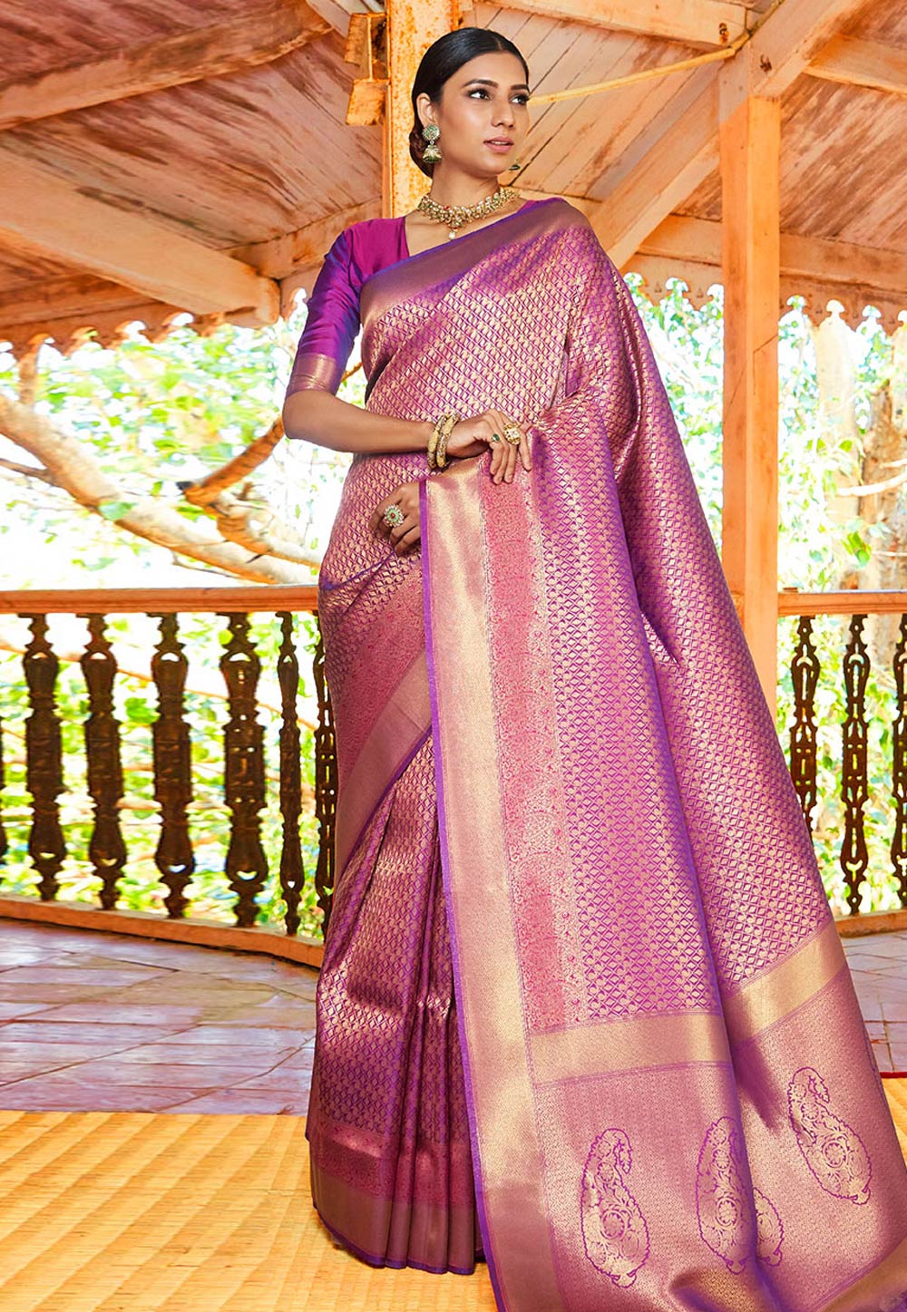 Purple Silk Saree With Blouse 281116
