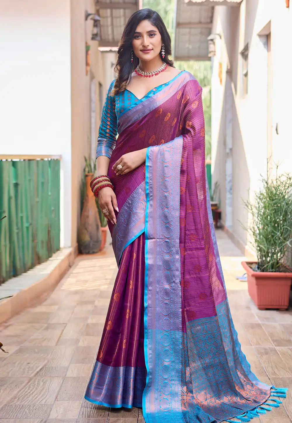 Purple Silk Saree With Blouse 290119