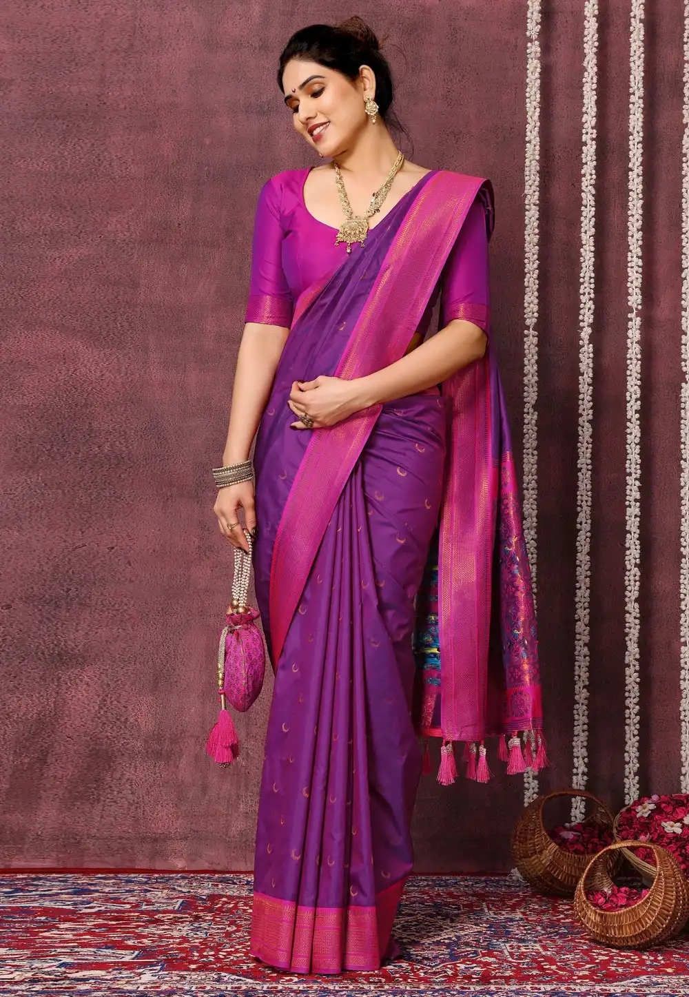 Purple Silk Saree With Blouse 291033