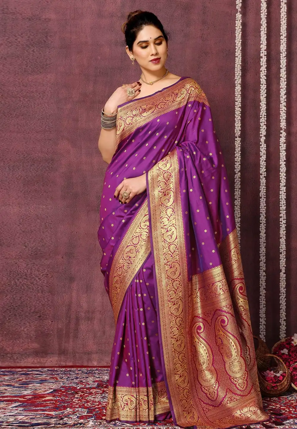 Purple Silk Saree With Blouse 291037