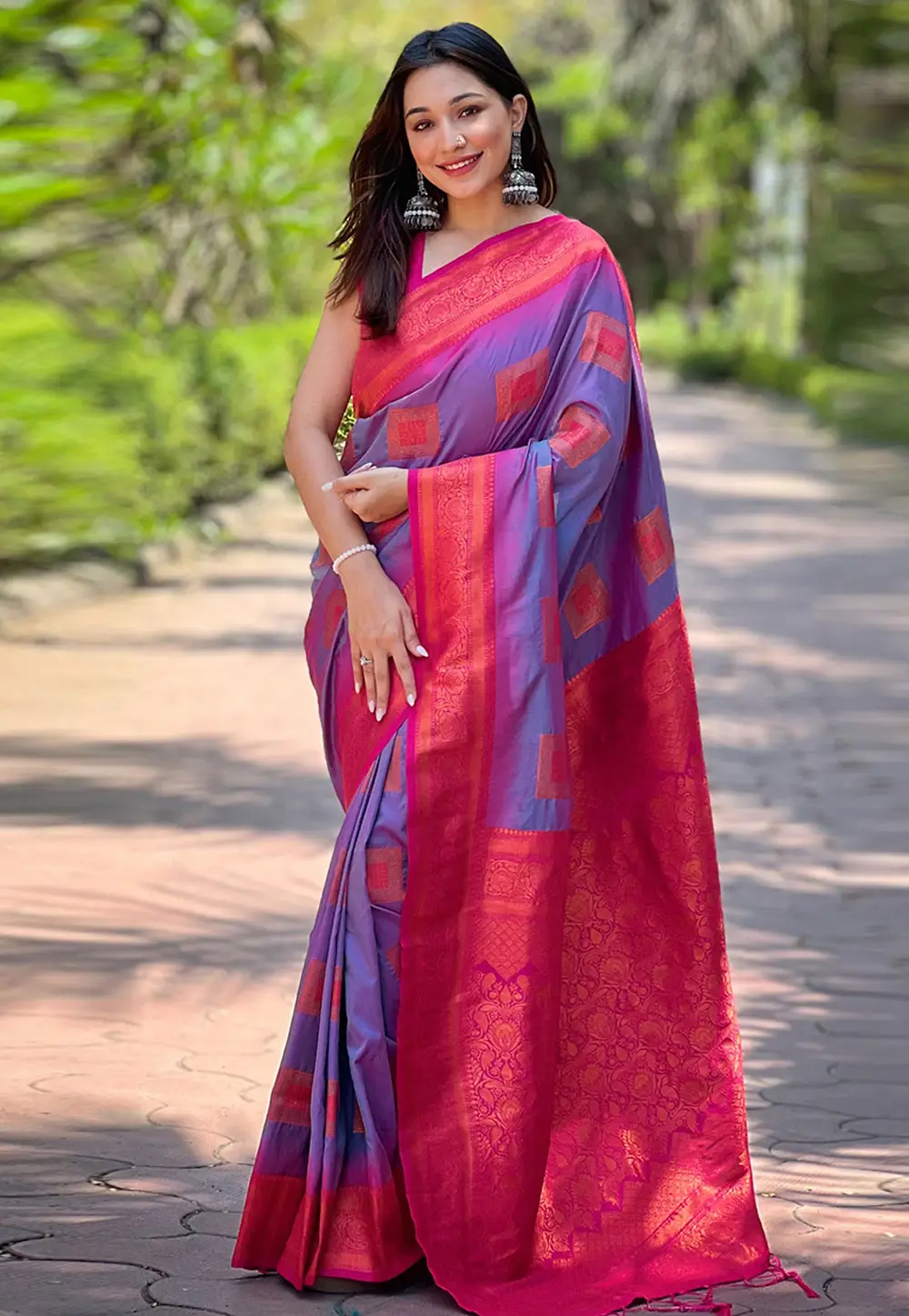 Purple Silk Saree With Blouse 296737