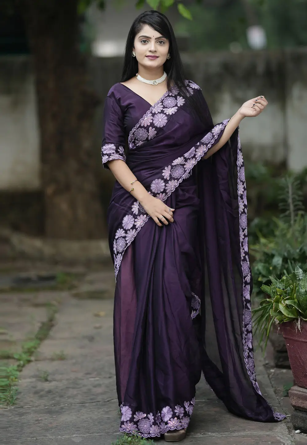 Purple Silk Saree With Blouse 297200