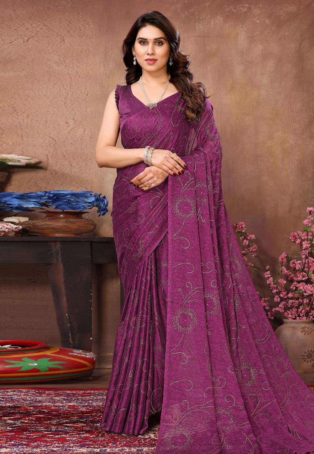Purple Silk Saree With Blouse 284535