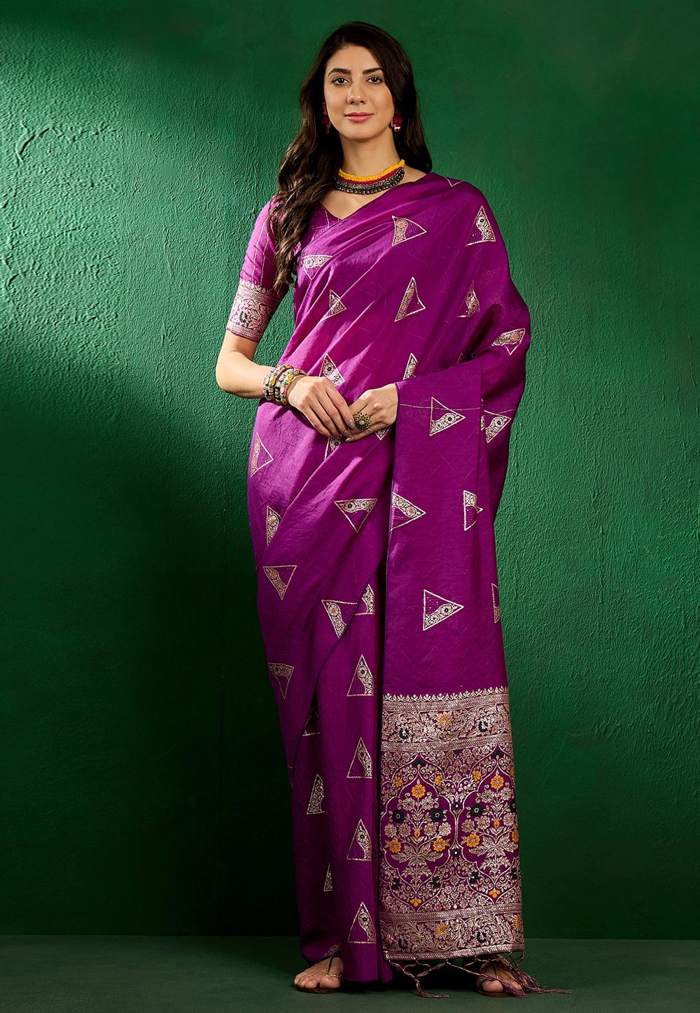 Purple Silk Saree With Blouse 283528