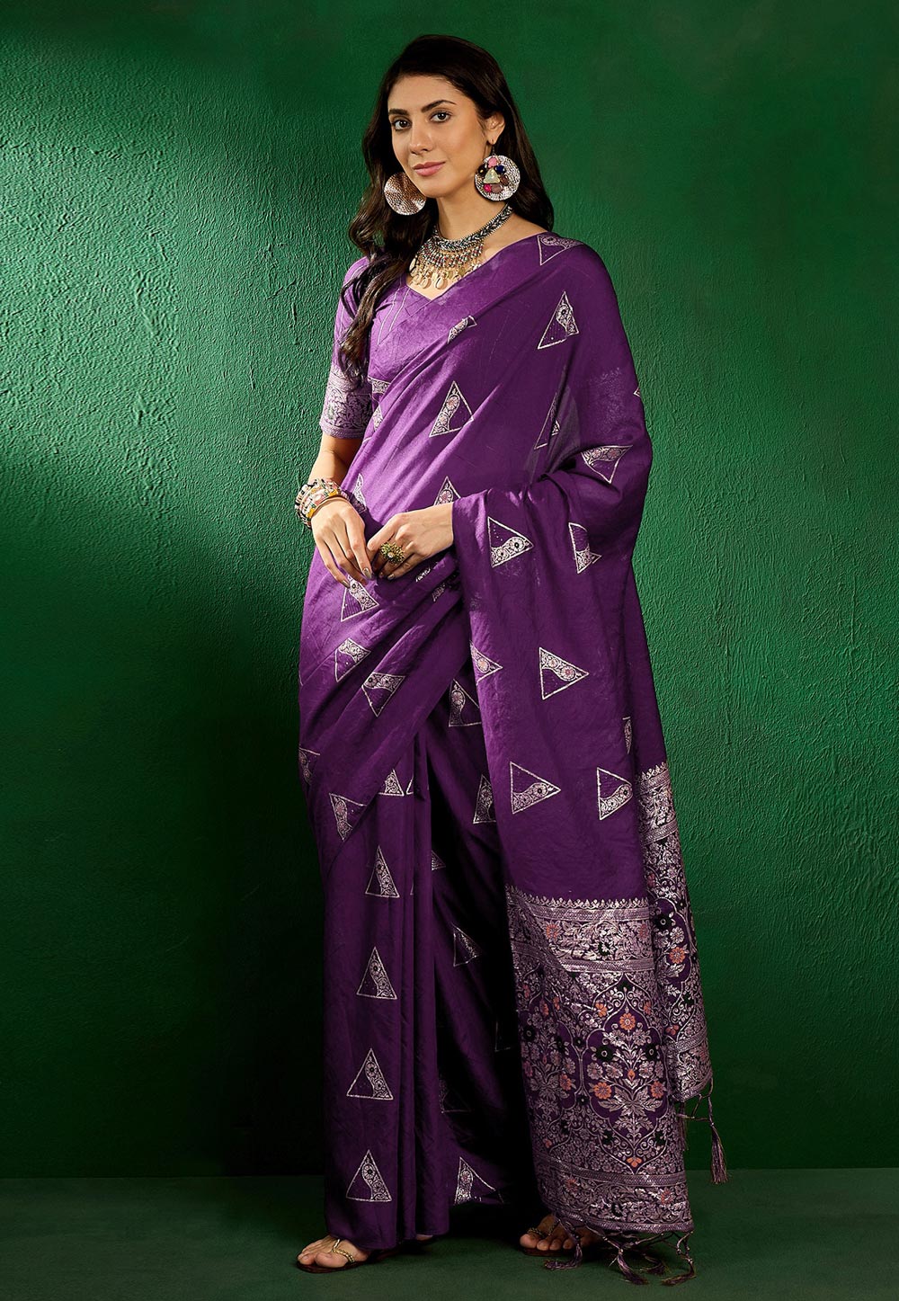 Purple Silk Saree With Blouse 283530