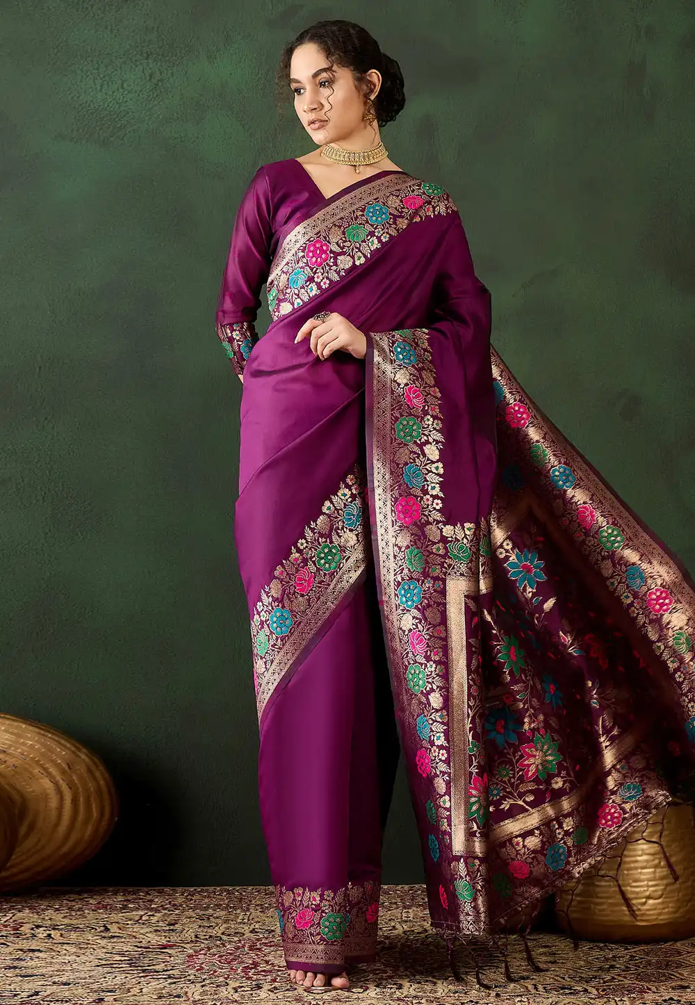 Purple Silk Saree With Blouse 294380