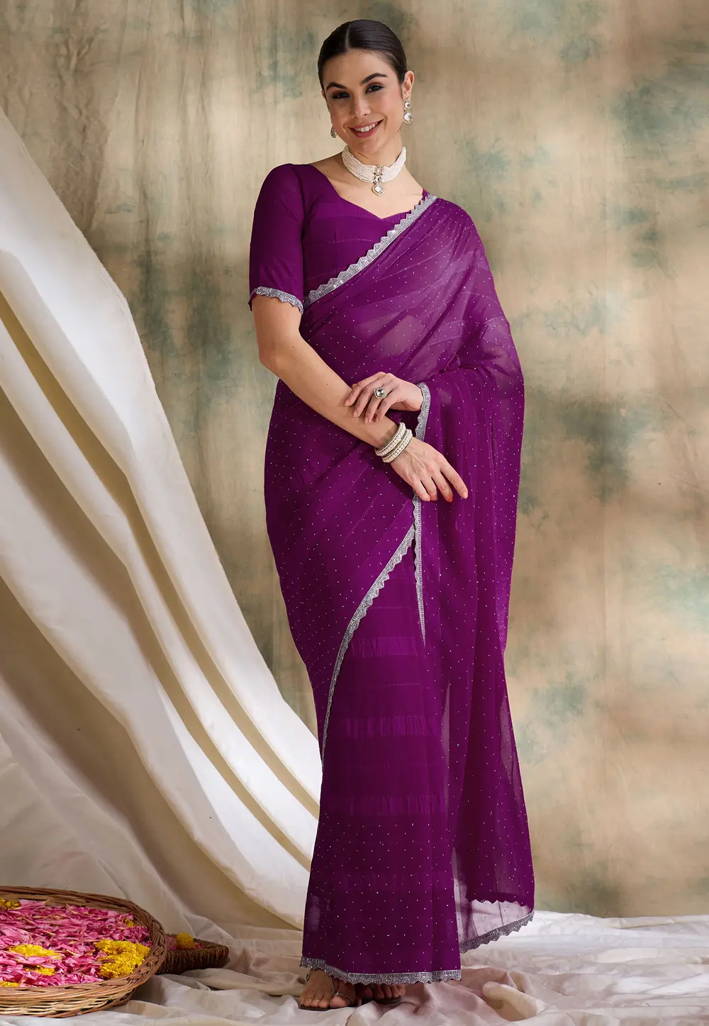 Purple Silk Saree With Blouse 301535