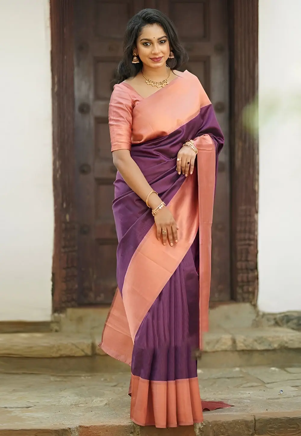 Purple Silk Saree With Blouse 301201