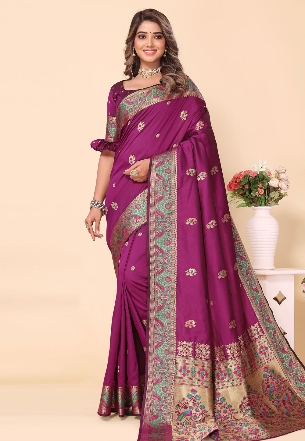 Purple Silk Saree With Blouse 283411
