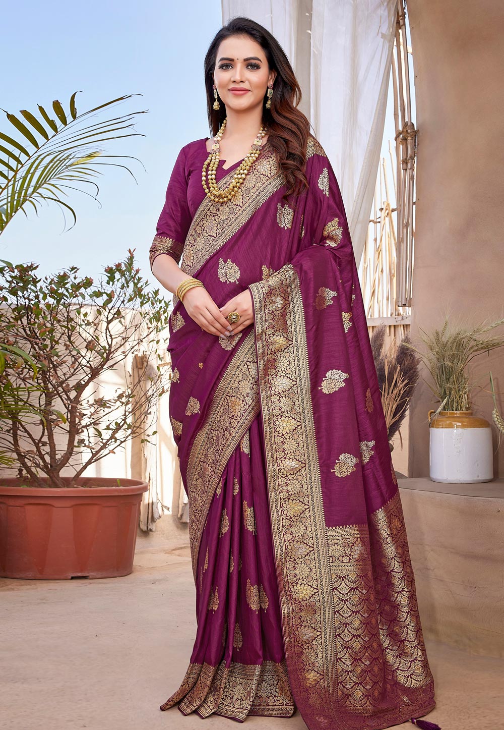 Purple Silk Saree With Blouse 286012
