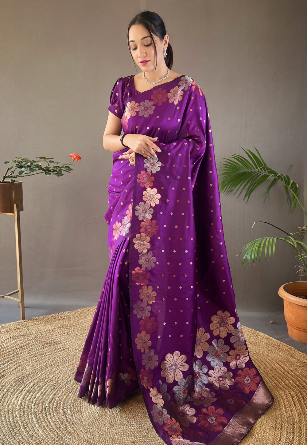 Purple Silk Saree With Blouse 287317