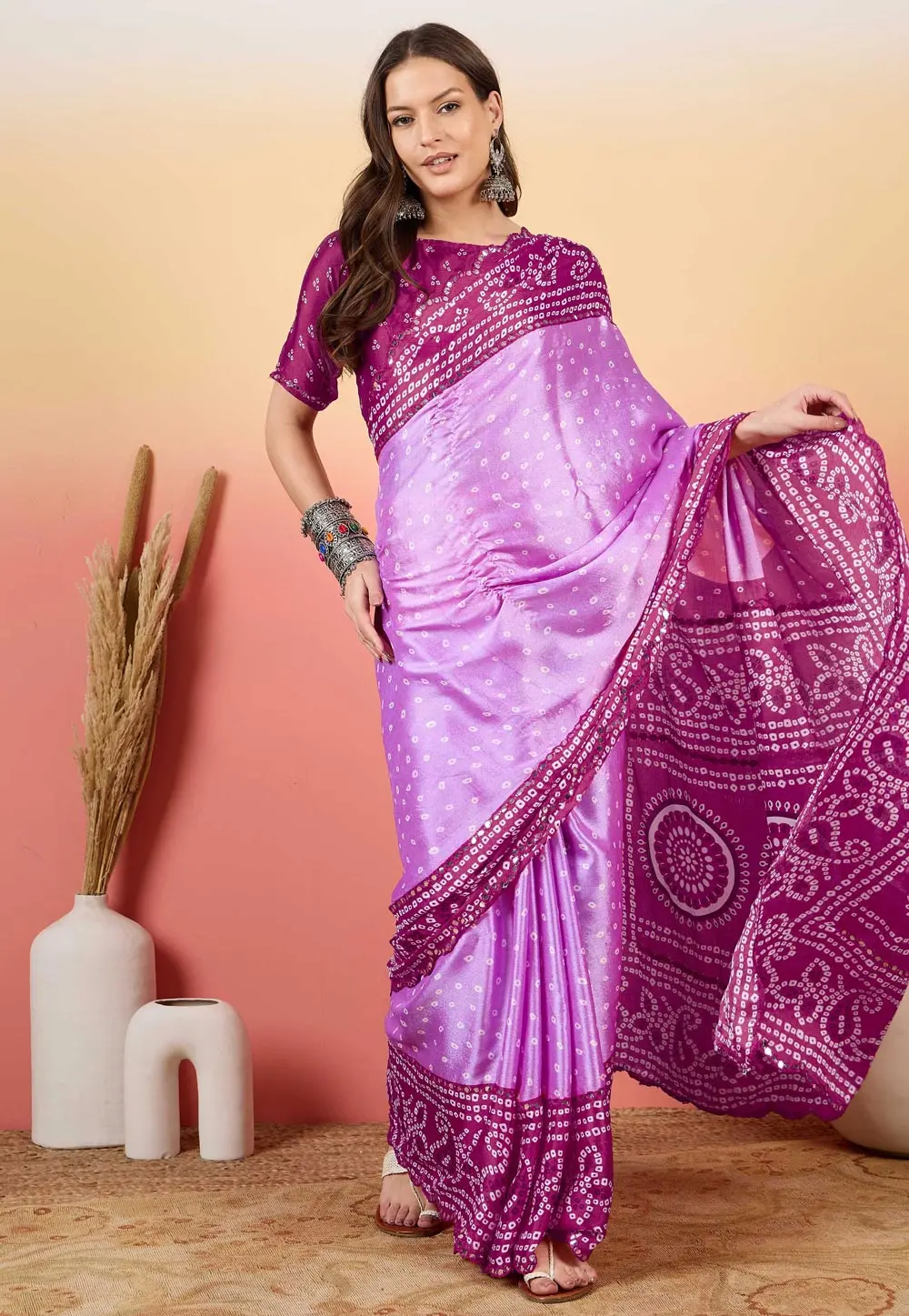 Purple Silk Saree With Blouse 304732