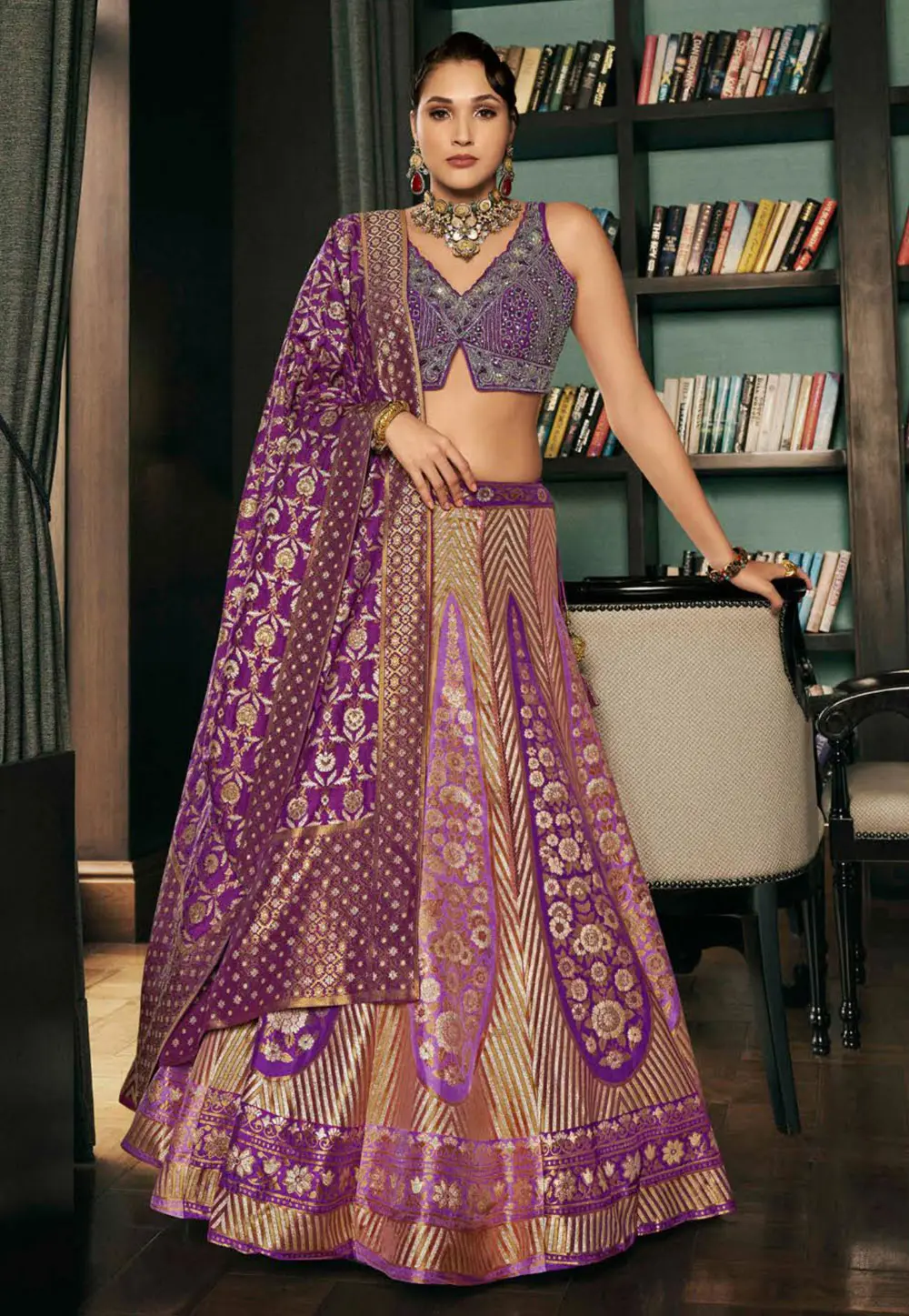 Purple Silk Wedding Lehenga Choli 302598