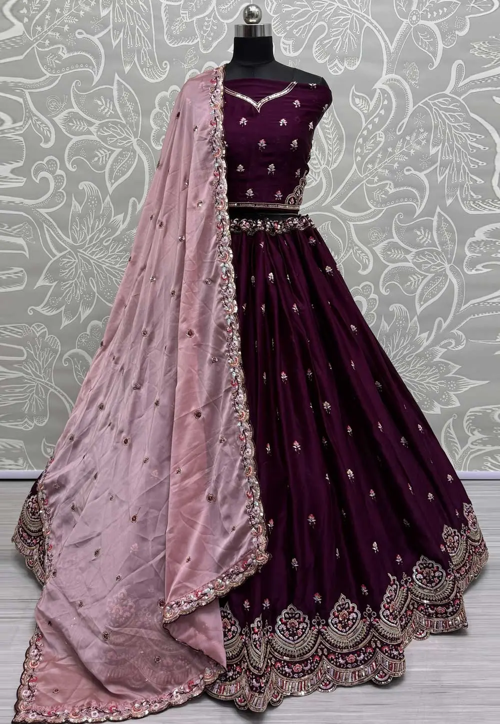 Purple Silk Wedding Lehenga Choli 298506