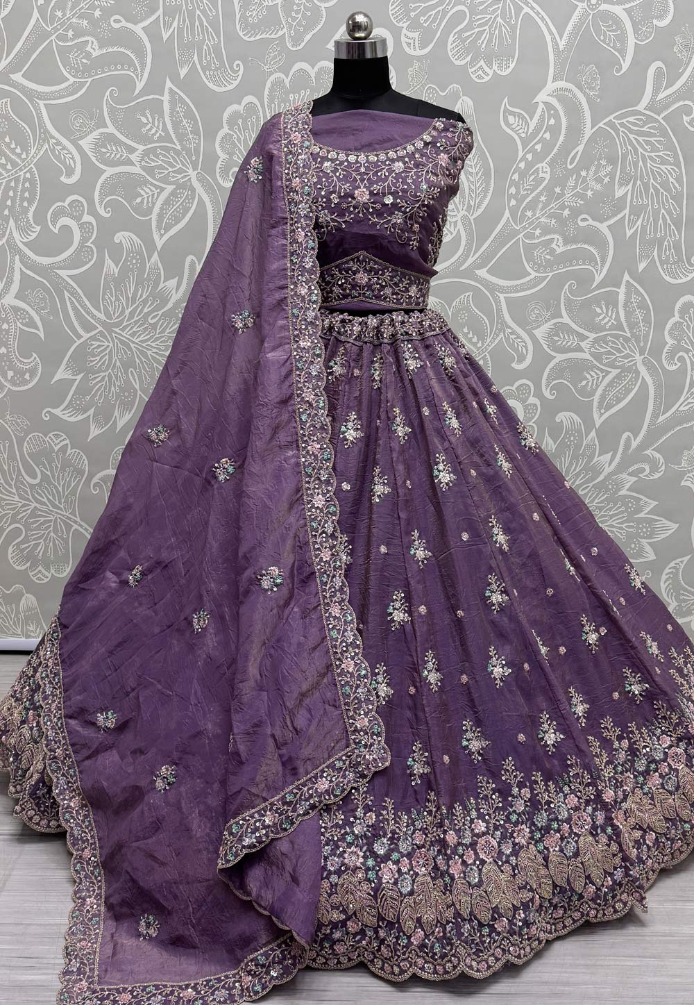 Purple Silk Wedding Lehenga Choli 305283