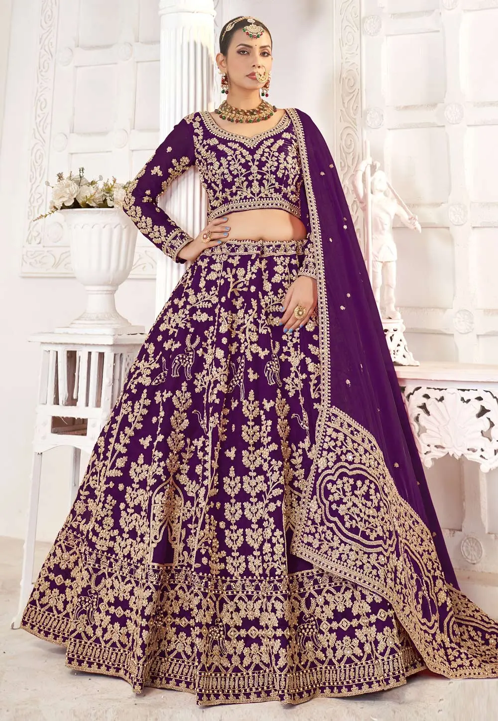 Purple Silk Wedding Lehenga Choli 304762