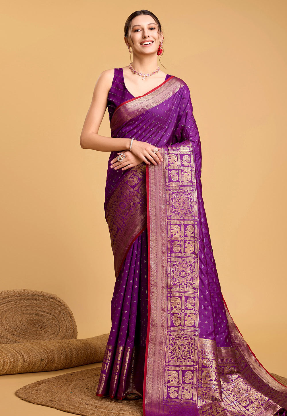 Purple Soft Silk Saree With Blouse 284180