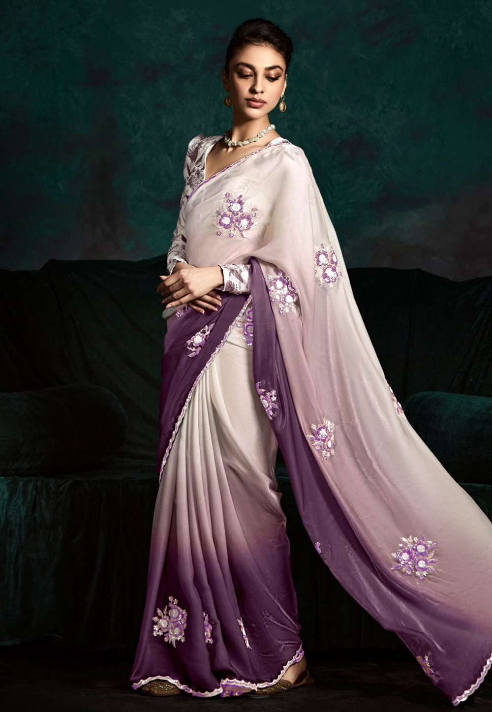 Purple Tissue Saree With Blouse 311213
