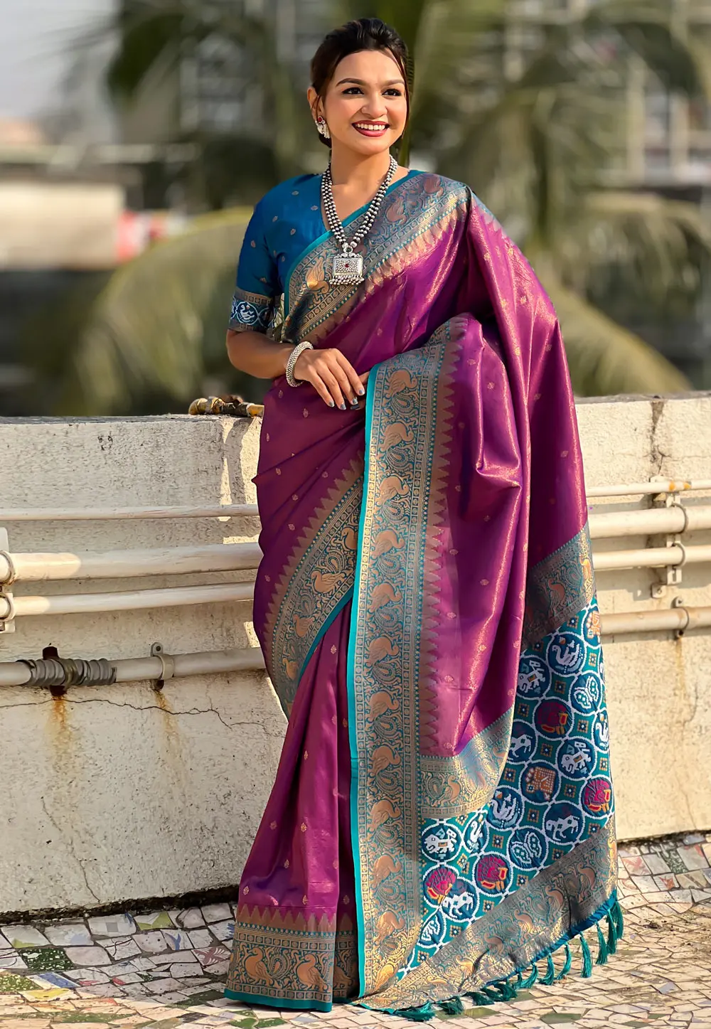 Purple Tissue Saree With Blouse 302796