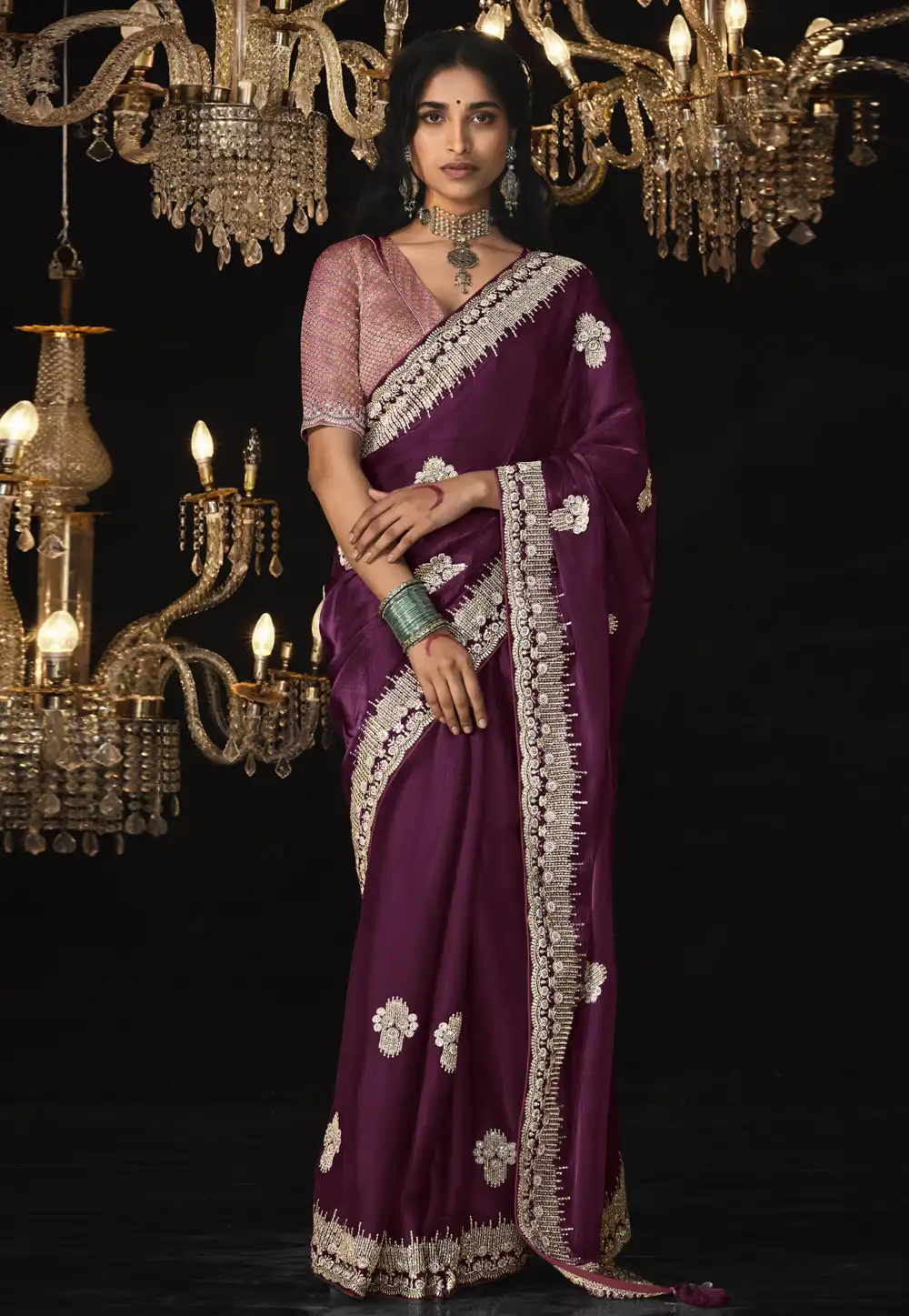 Purple Tissue Silk Saree With Blouse 292744