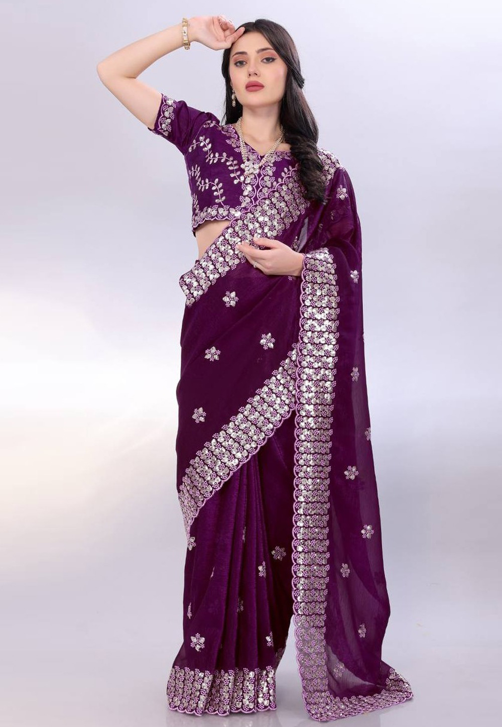 Purple Tussar Saree With Blouse 305644