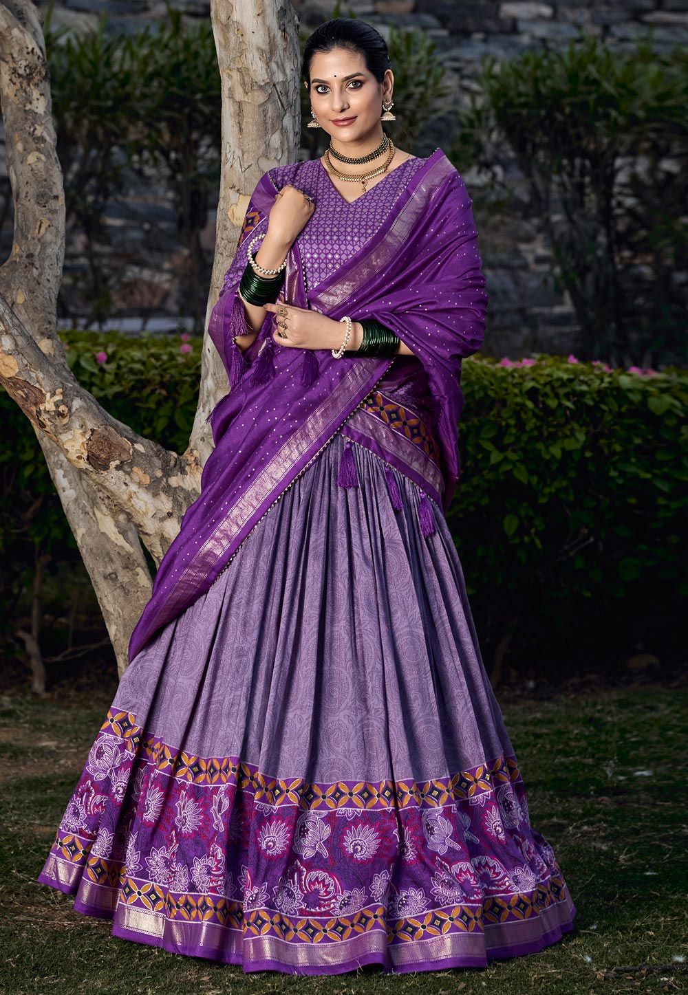 Purple Tussar Silk Circular Lehenga Choli 286611