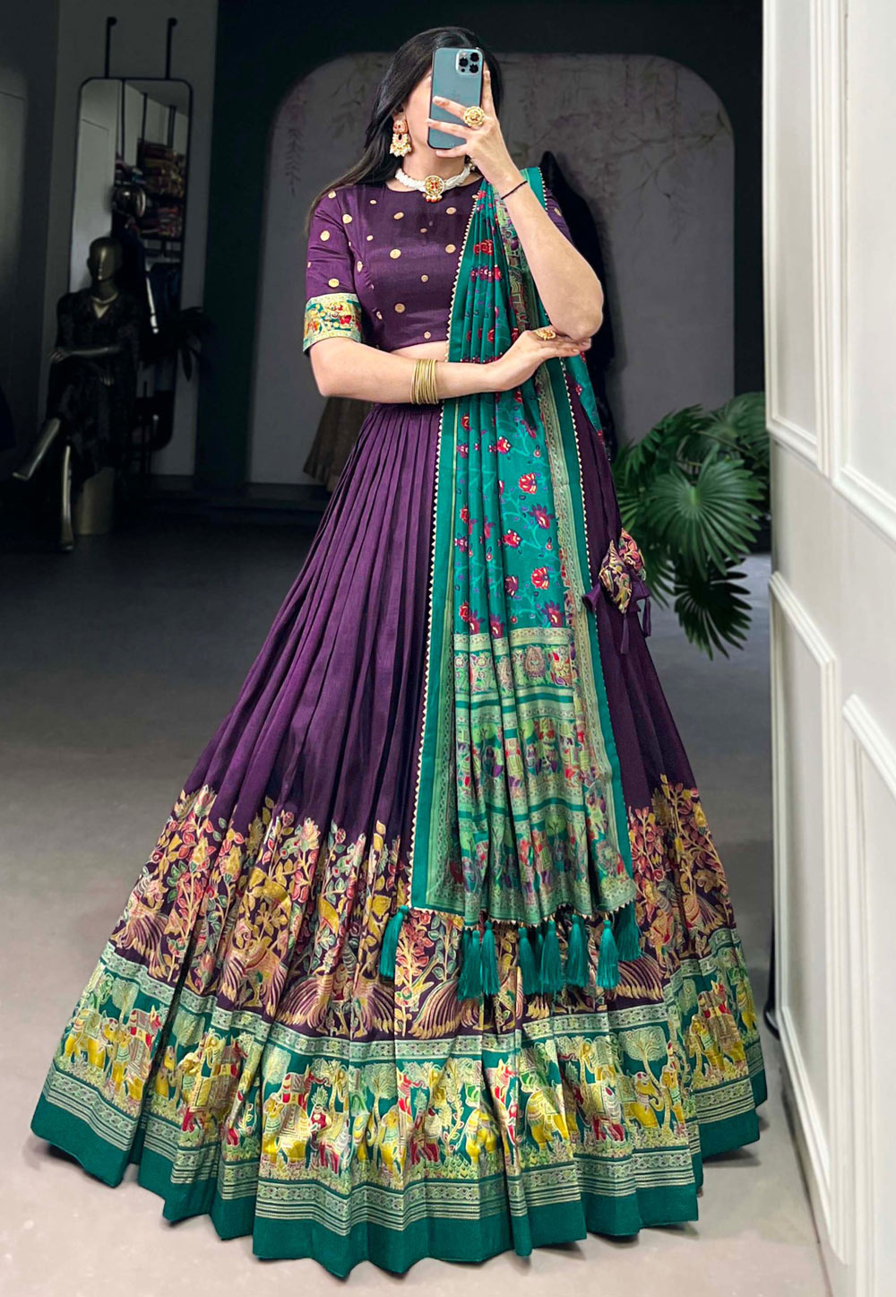 Purple Tussar Silk Lehenga Choli 309551