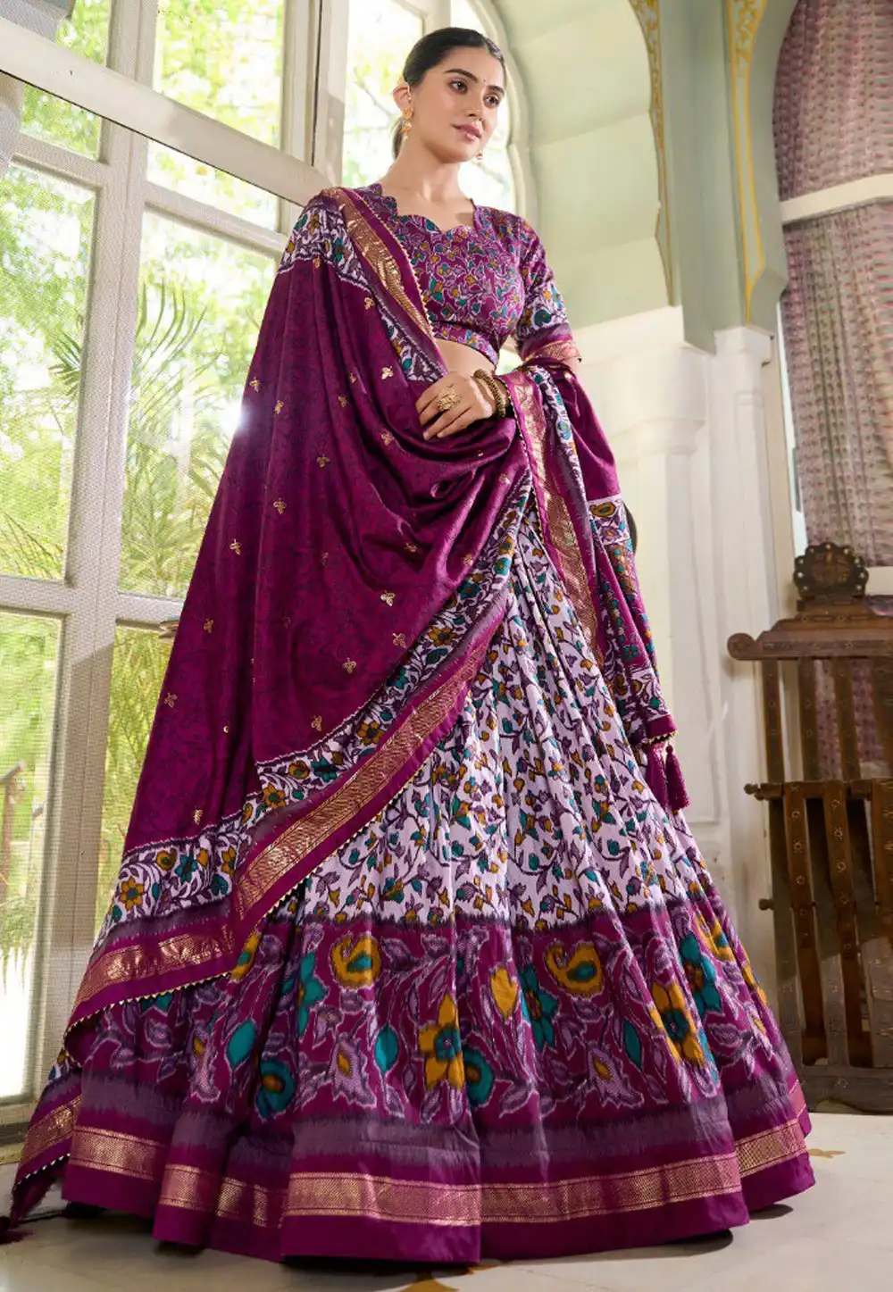 Purple Tussar Silk Navratri Chaniya Choli 293291