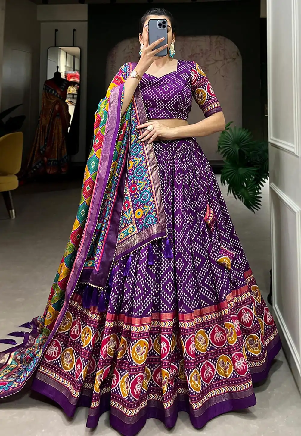 Purple Tussar Silk Navratri Chaniya Choli 291224