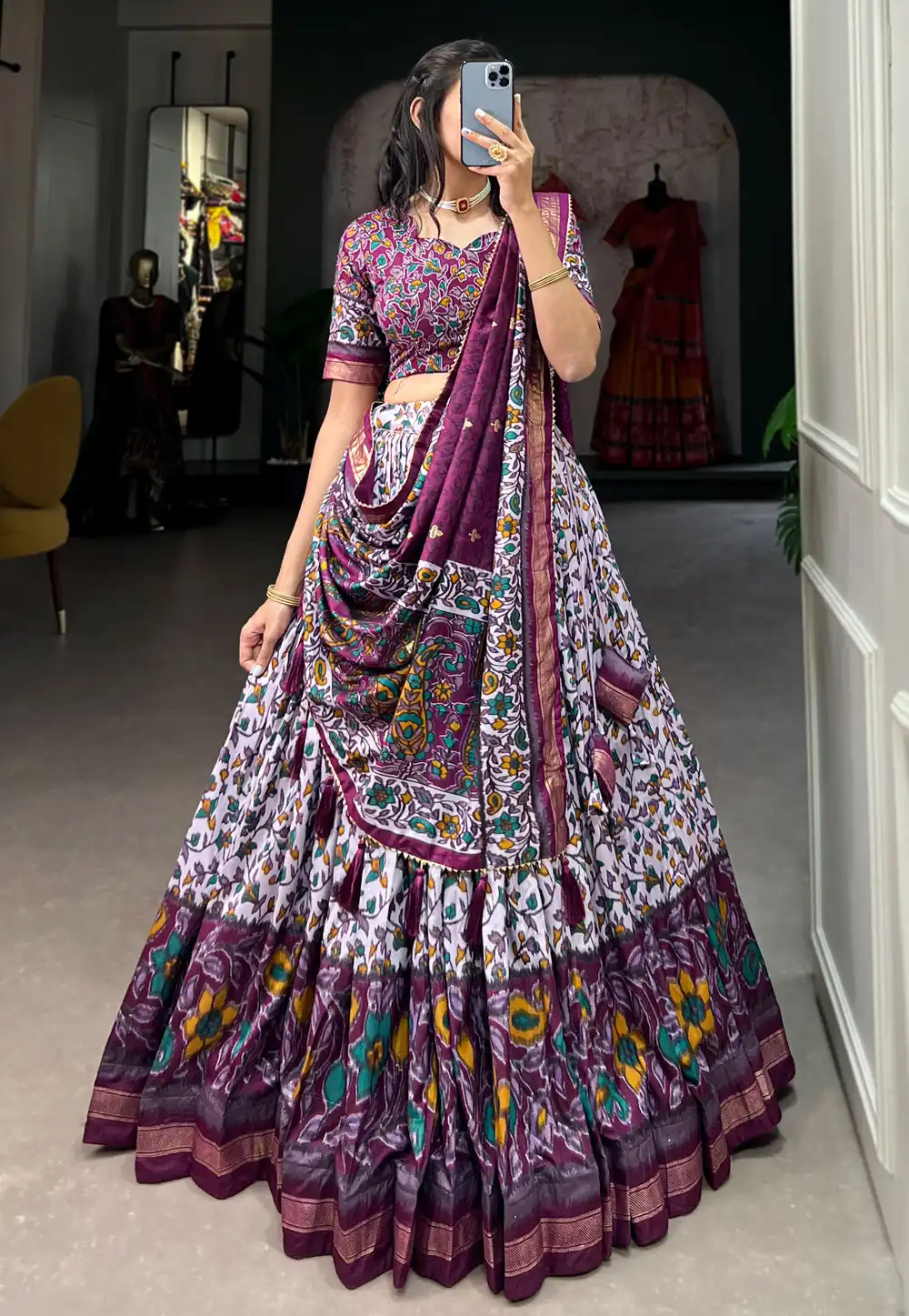 Purple Tussar Silk Navratri Chaniya Choli 291792