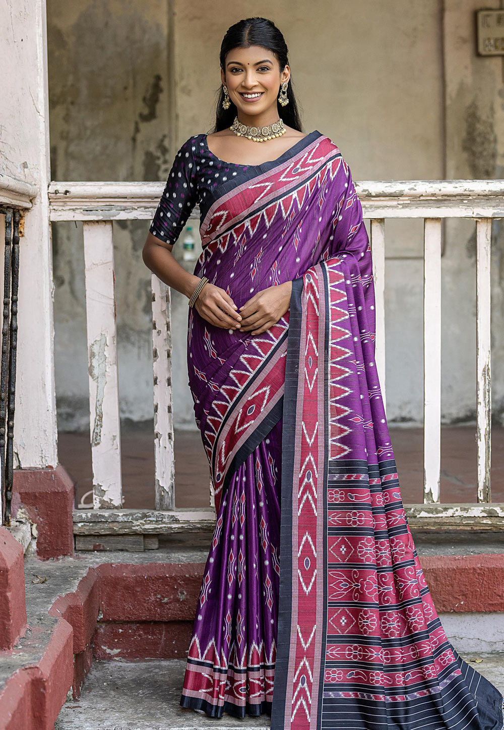Purple Tussar Silk Saree With Blouse 281971