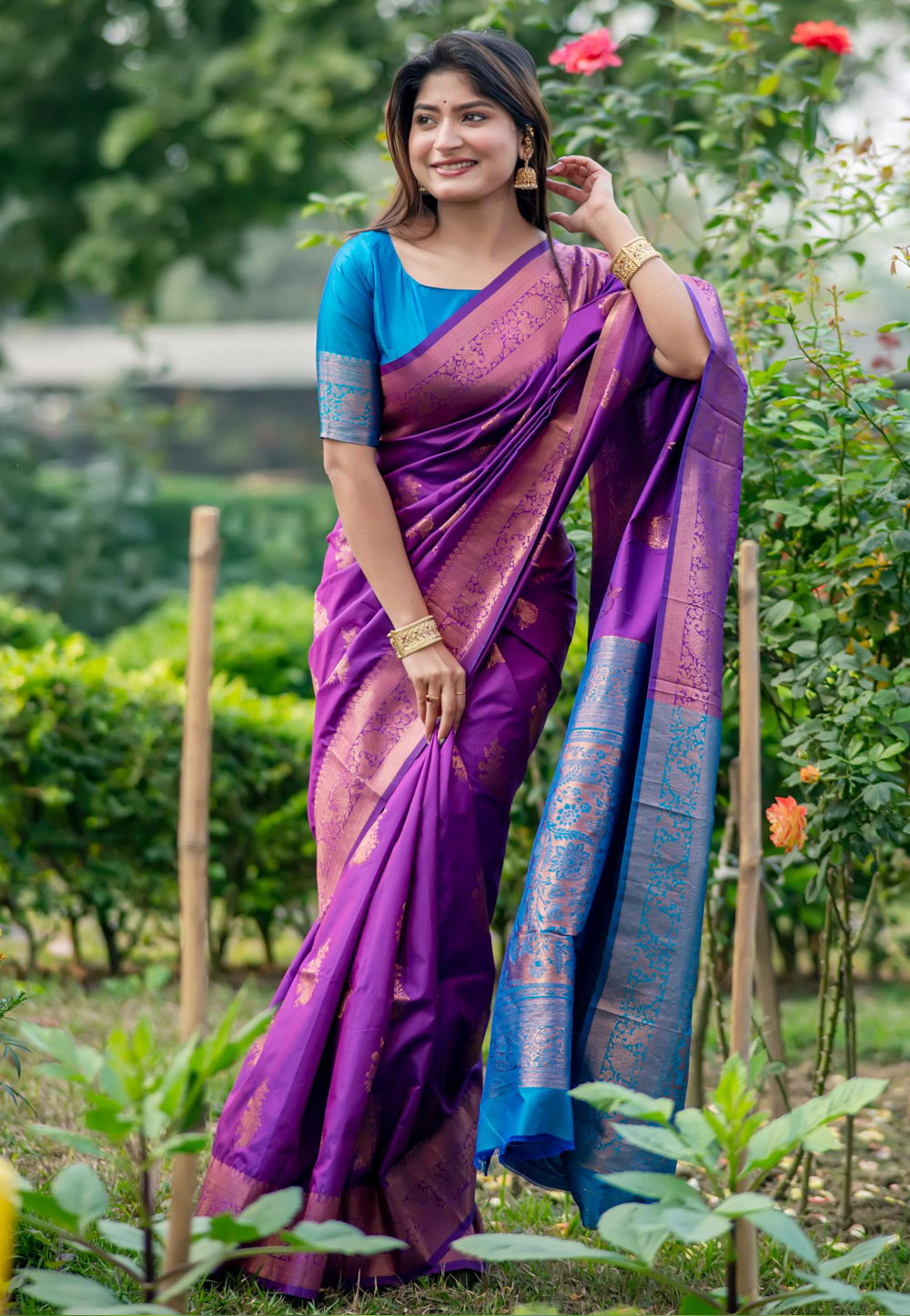 Purple Tussar Silk Saree With Blouse 285393