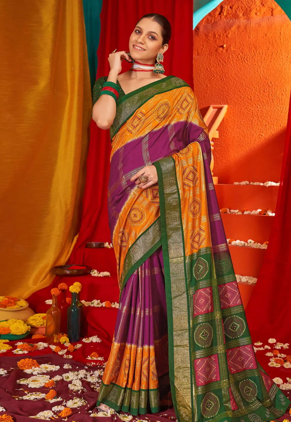 Purple Tussar Silk Saree With Blouse 296092