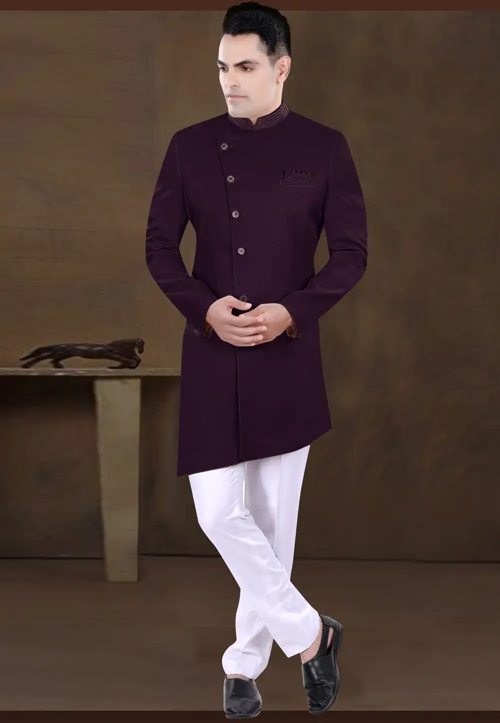 Purple Viscose Indo Western Sherwani 292235