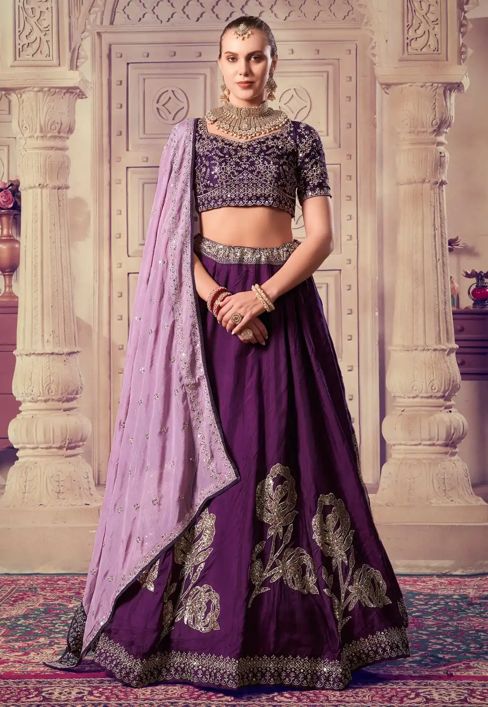 Purple Viscose Lehenga Choli For Wedding 293336