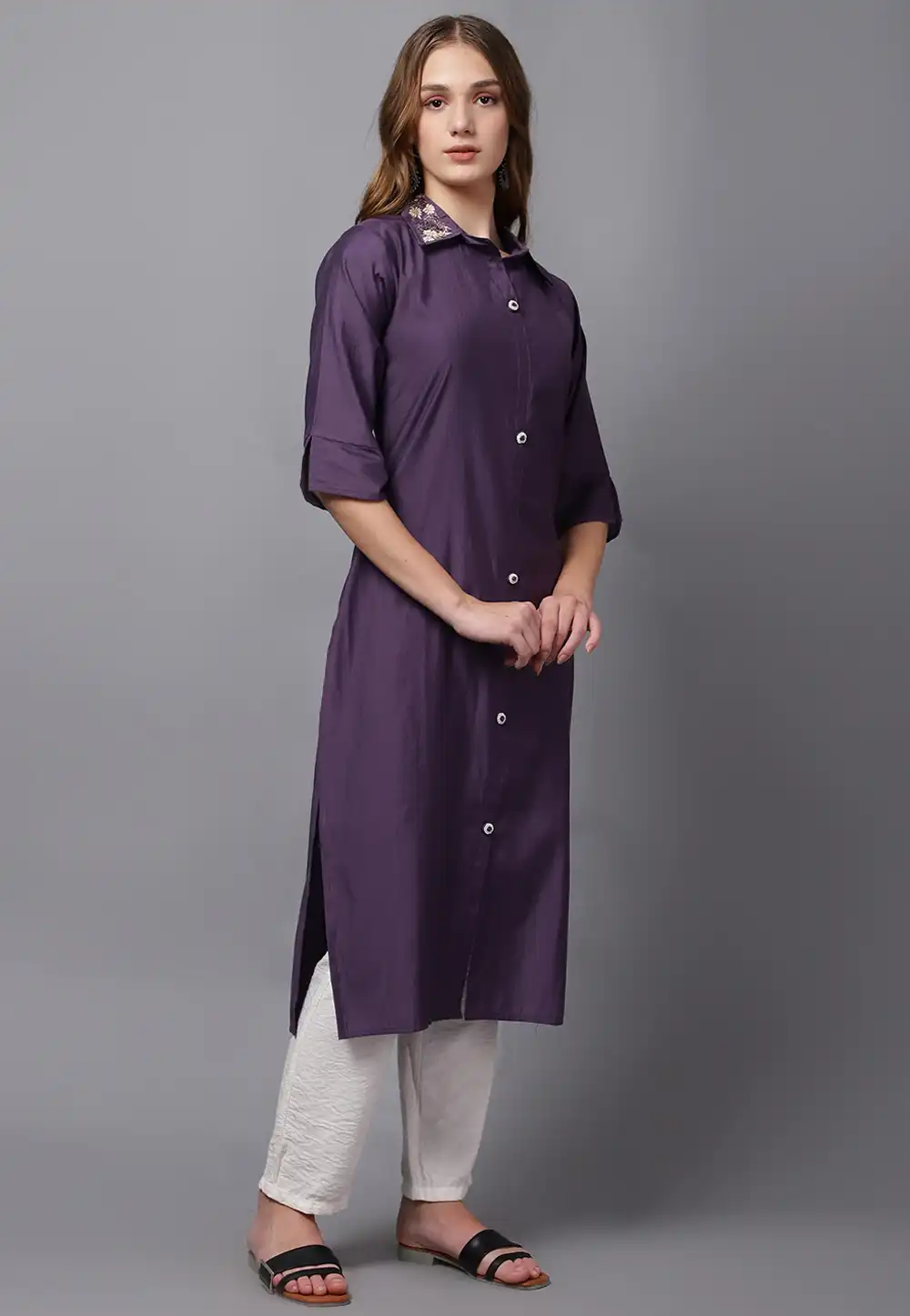 Purple Viscose Long Kurti 294503