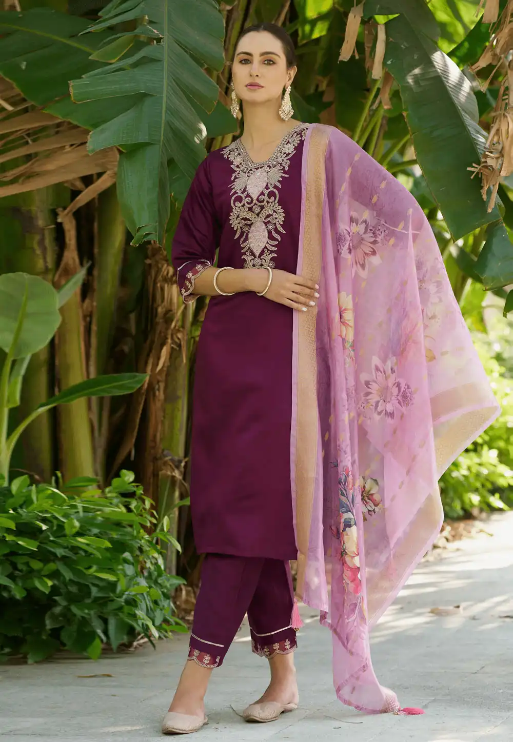 Purple Viscose Readymade Pakistani Suit 289381