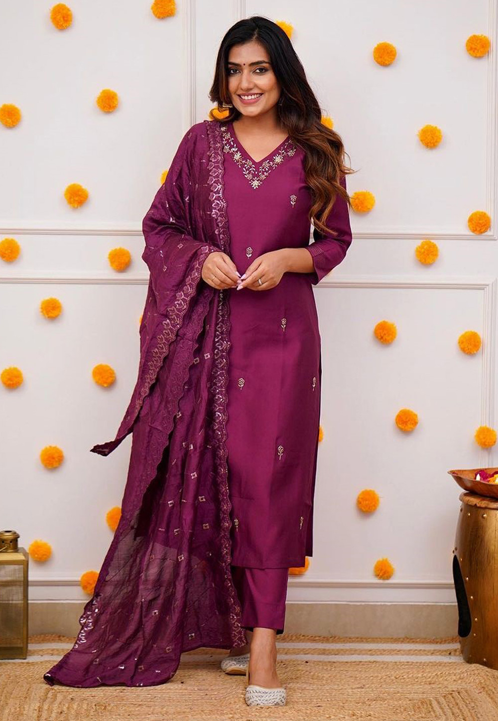 Purple Viscose Readymade Pakistani Suit 287281