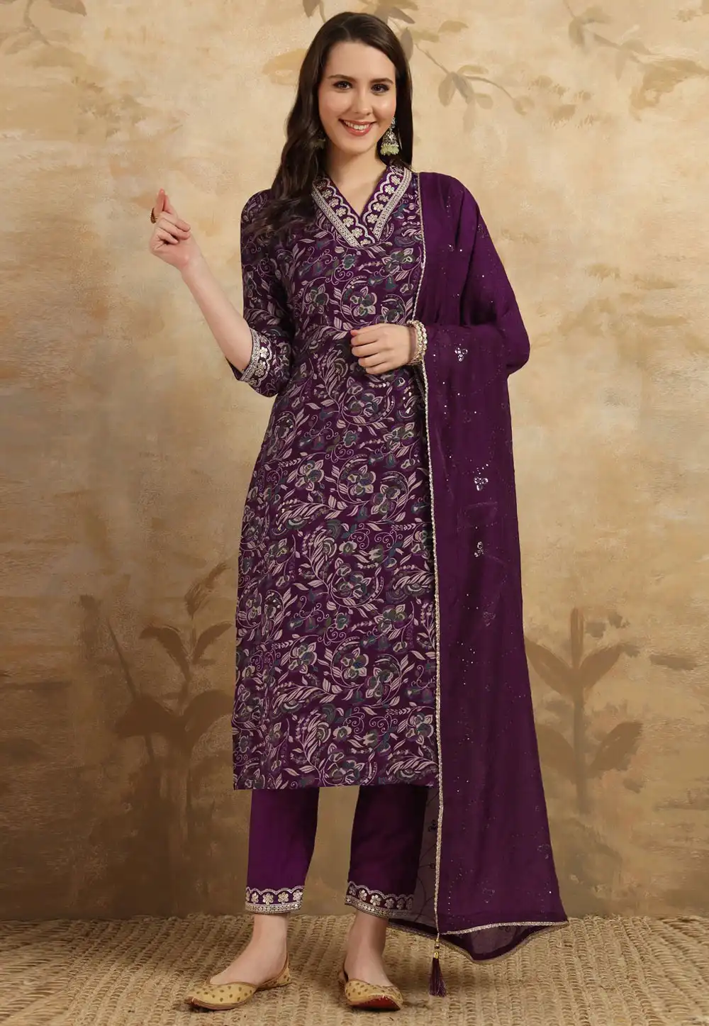 Purple Viscose Readymade Pakistani Suit 293966