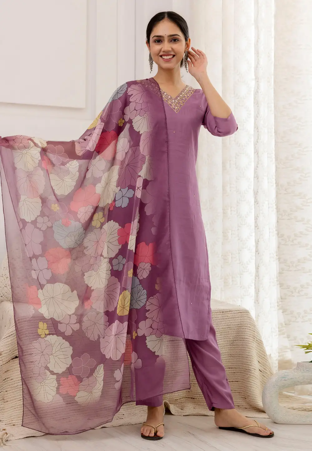 Purple Viscose Readymade Pakistani Suit 296108