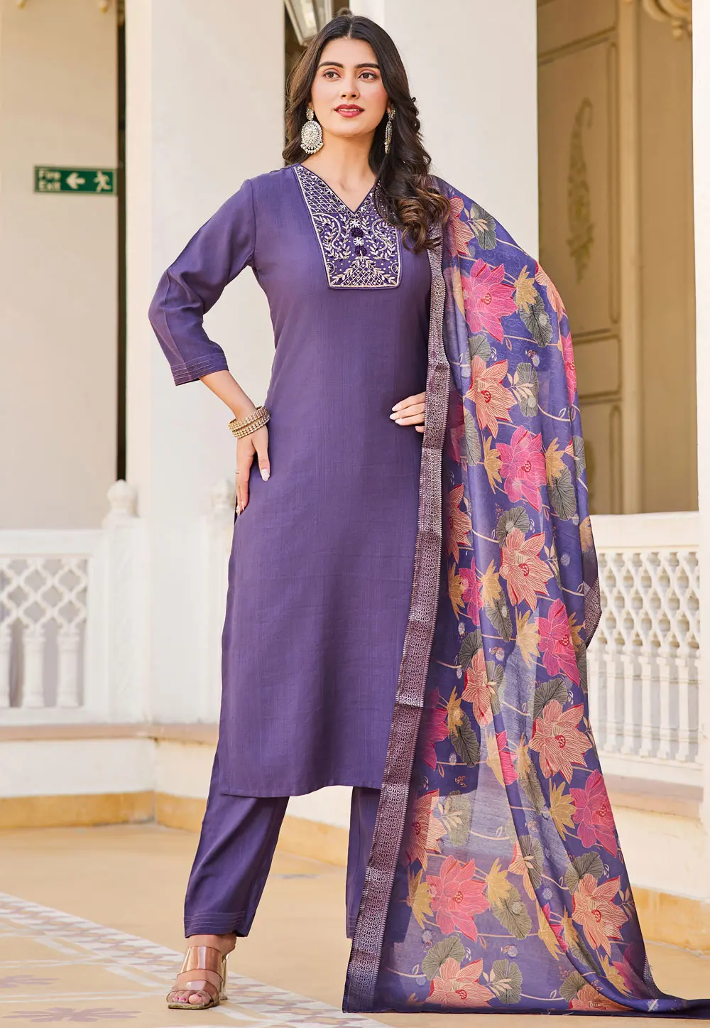 Purple Viscose Readymade Pakistani Suit 300852