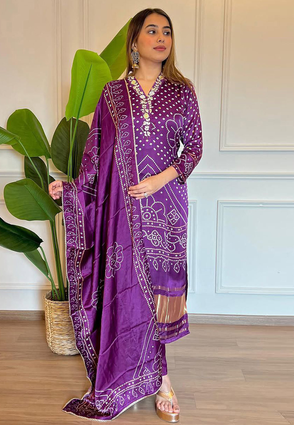 Purple Viscose Readymade Pant Style Suit 306324