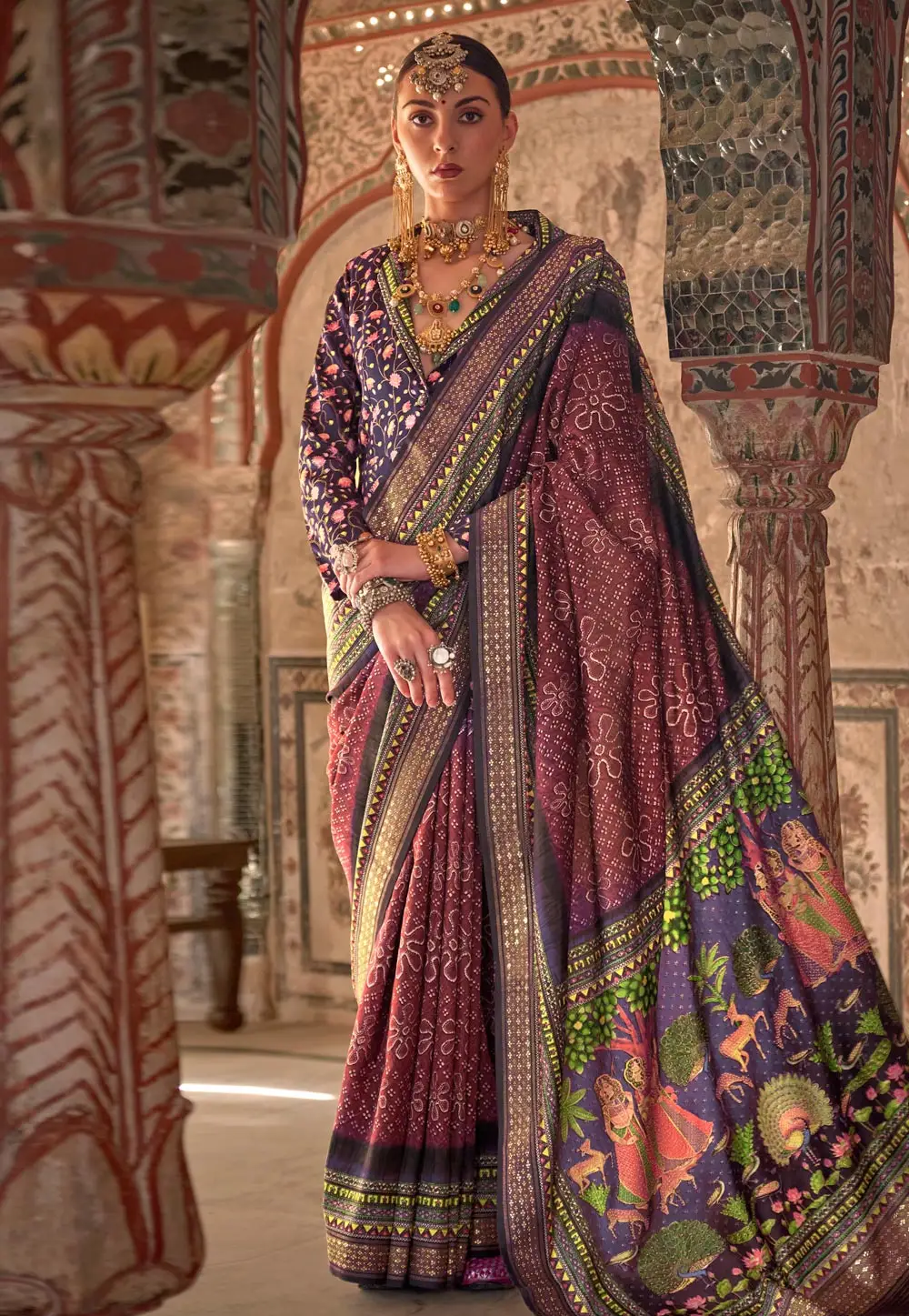 Purple Viscose Saree With Blouse 296316