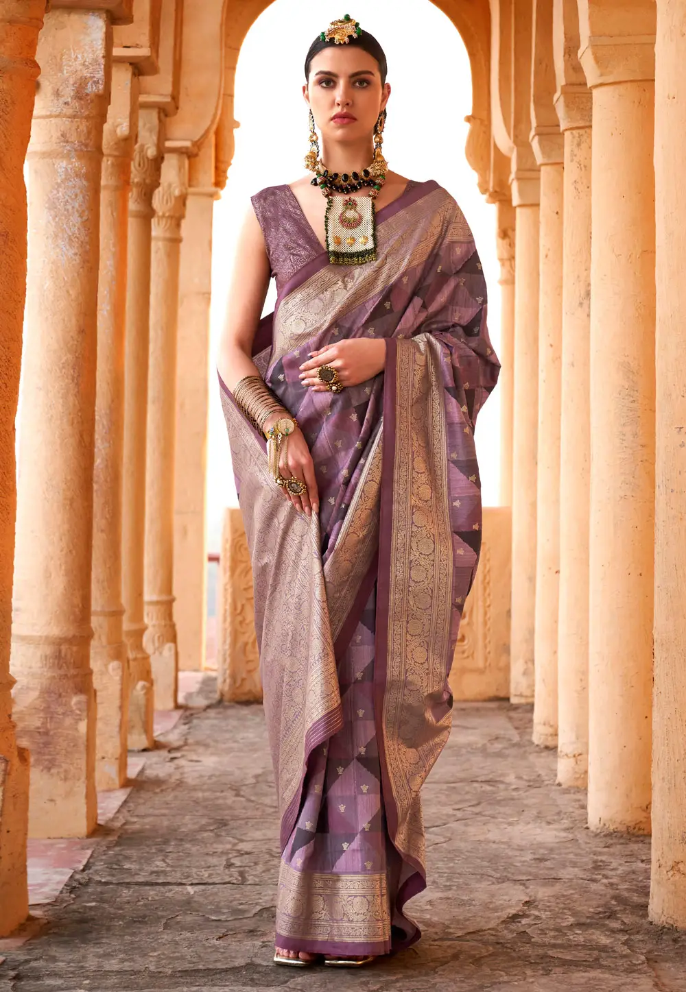 Purple Viscose Saree With Blouse 296309