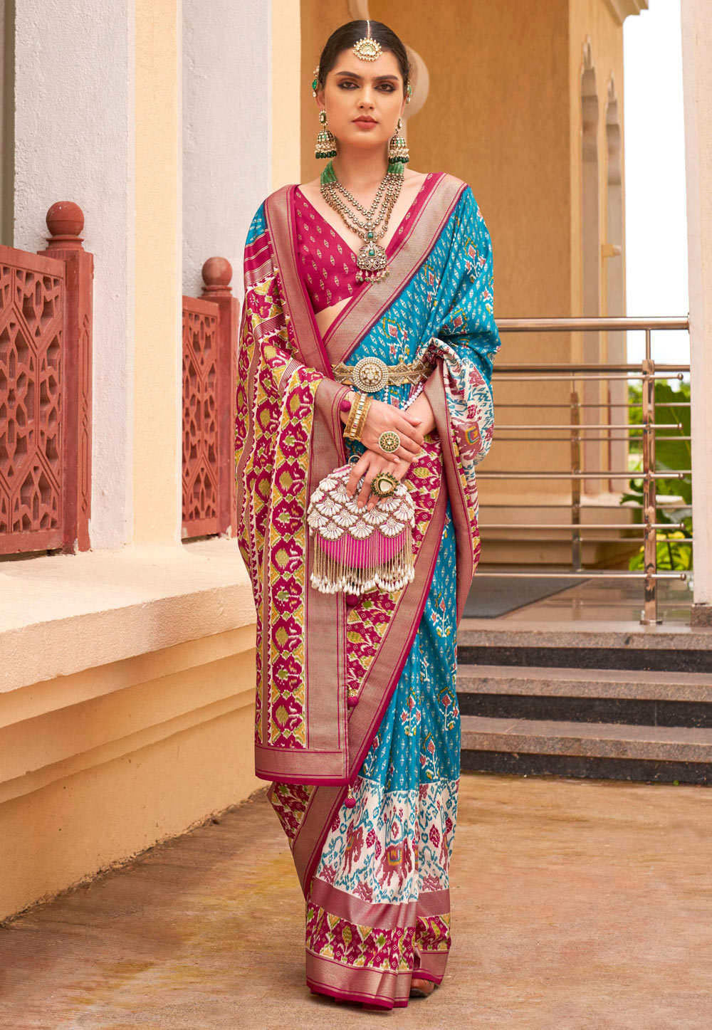 Turquoise Silk Saree With Blouse 276650