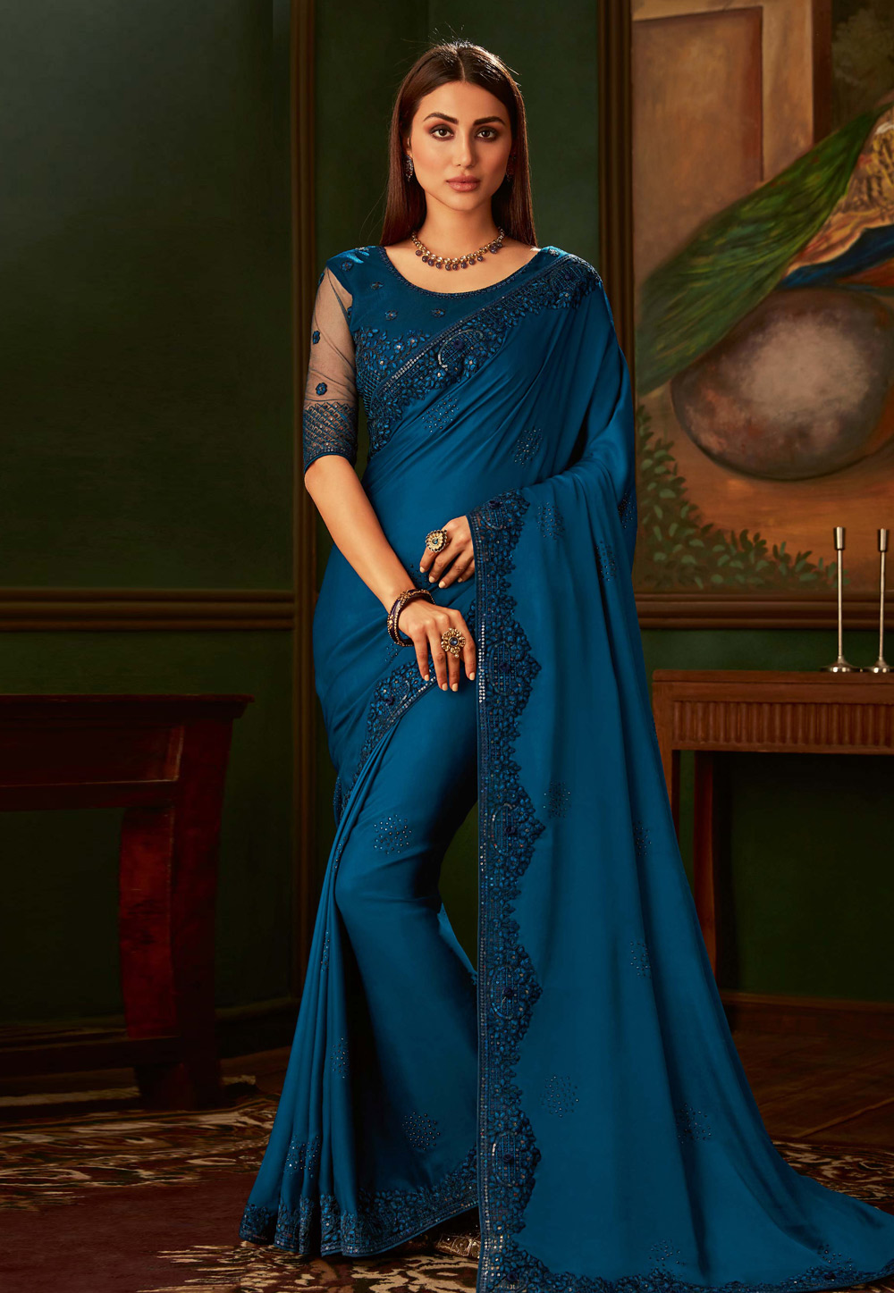 Blue Silk Festival Wear Saree 198107